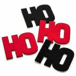 The Cellar Holiday Christmas Ho Felt Coasters (4.5 X 3.7 ) Set of 4 Black Red
